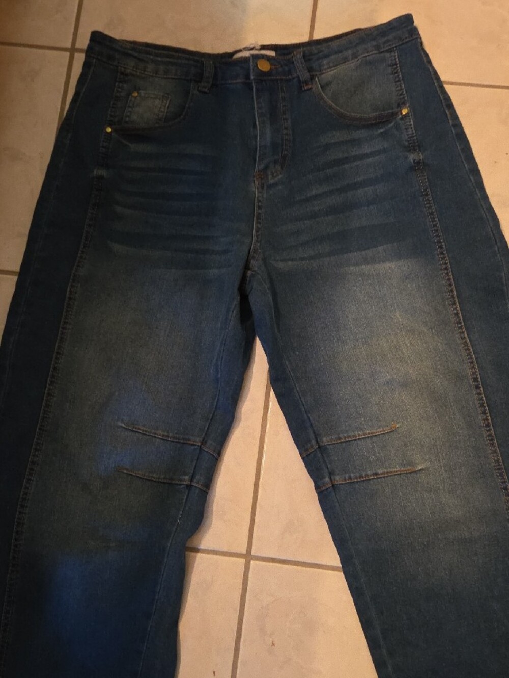 Miss Sparkling Dark Wash Wide Leg Jeans - Dark Blue - Picture 5 of 8
